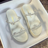 Women's Rhinestone Chunky Open Toe Flat High-heeled Heels